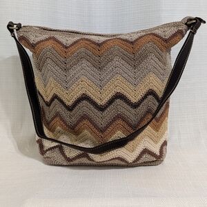 All in One Hobo Bag Women's‎ Chevron Patterned Neutral Colors Shoulder Bag